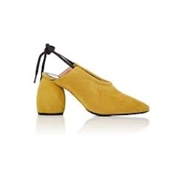Dries Van Noten Yellow Mustard Suede Mules Slip-On Block Heel Designer EU 37 - Picture 2 of 10